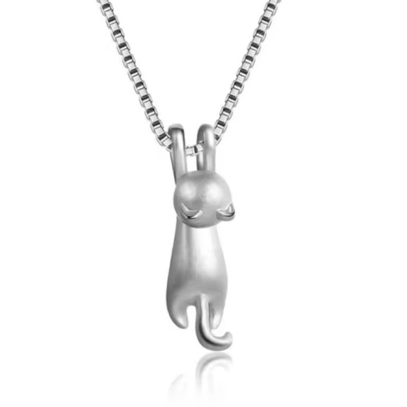 Silver Cat Pendant Necklace - Picture 2 of 6